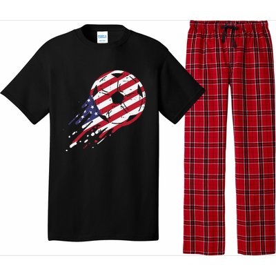 funny USA Flag Soccer American Ball Football Fan Pajama Set