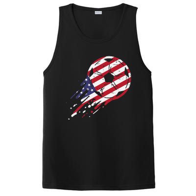 funny USA Flag Soccer American Ball Football Fan PosiCharge Competitor Tank