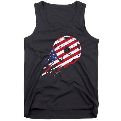 funny USA Flag Soccer American Ball Football Fan Tank Top