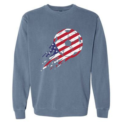 funny USA Flag Soccer American Ball Football Fan Garment-Dyed Sweatshirt