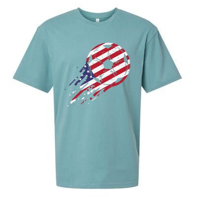 funny USA Flag Soccer American Ball Football Fan Sueded Cloud Jersey T-Shirt