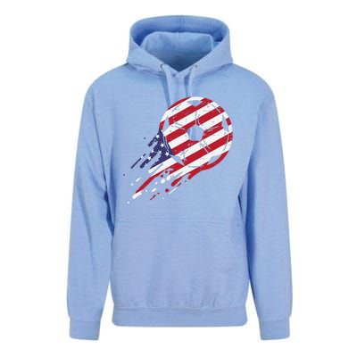 funny USA Flag Soccer American Ball Football Fan Unisex Surf Hoodie