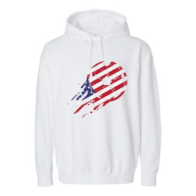 funny USA Flag Soccer American Ball Football Fan Garment-Dyed Fleece Hoodie