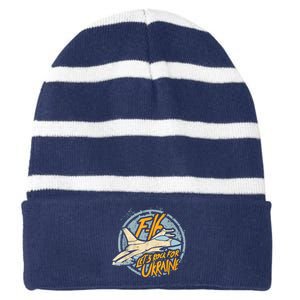 F16 Ukraine Striped Beanie with Solid Band