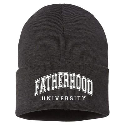 Fatherhood University Funny Gift For Dad Sustainable Knit Beanie