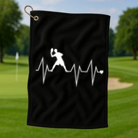 Funny Ultimate Frisbee Player Heartbeat Heart Pulse Rate Ekg Gift Golf Towel