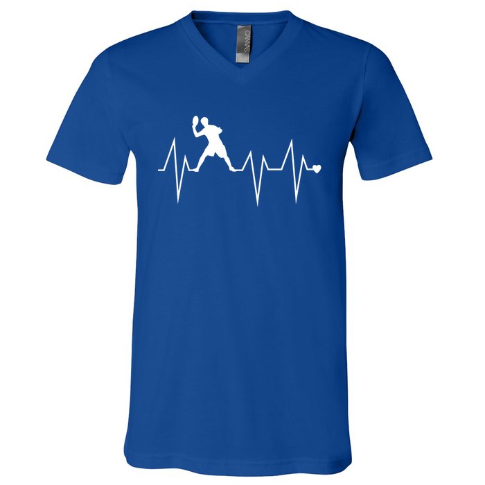 Funny Ultimate Frisbee Player Heartbeat Heart Pulse Rate Ekg Gift V-Neck T-Shirt