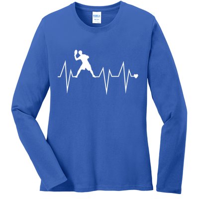 Funny Ultimate Frisbee Player Heartbeat Heart Pulse Rate Ekg Gift Ladies Long Sleeve Shirt