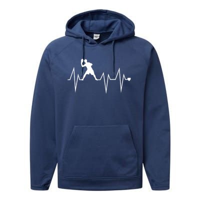 Funny Ultimate Frisbee Player Heartbeat Heart Pulse Rate Ekg Gift Performance Fleece Hoodie