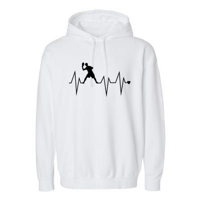 Funny Ultimate Frisbee Player Heartbeat Heart Pulse Rate Ekg Gift Garment-Dyed Fleece Hoodie