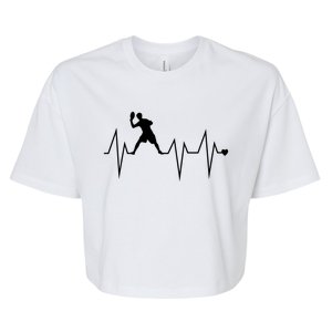 Funny Ultimate Frisbee Player Heartbeat Heart Pulse Rate Ekg Gift Bella+Canvas Jersey Crop Tee