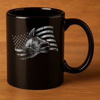 Fishing USA Flag Walleye 11oz C Handle Ceramic Mug