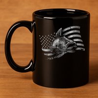 Fishing USA Flag Walleye 11oz C Handle Ceramic Mug