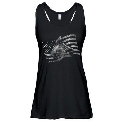 Fishing USA Flag Walleye Ladies Essential Flowy Tank