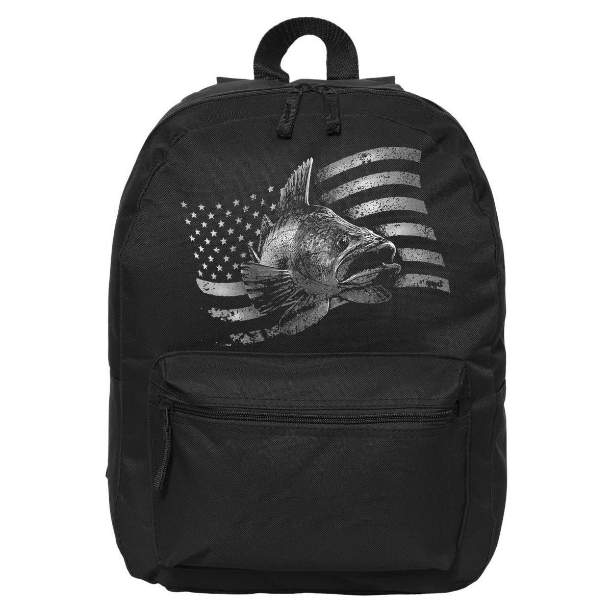 Fishing USA Flag Walleye 16 in Basic Backpack