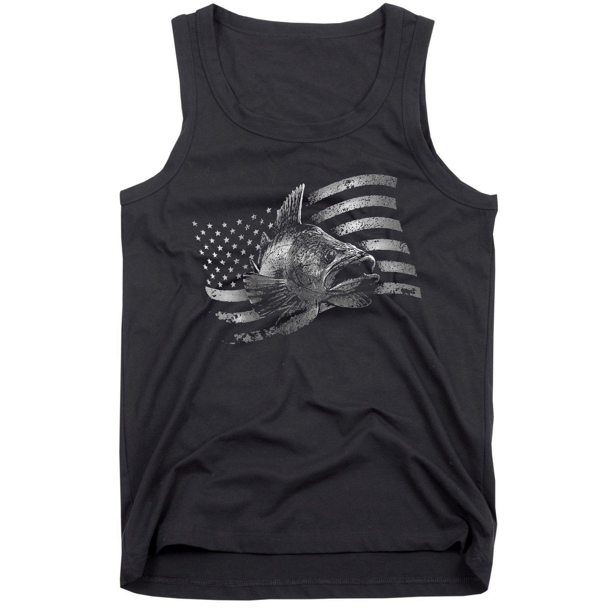 Fishing USA Flag Walleye Tank Top