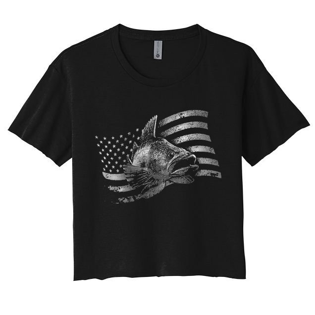 Fishing USA Flag Walleye Crop Top