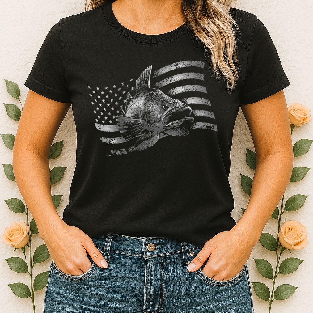 Fishing USA Flag Walleye Womens T-Shirt