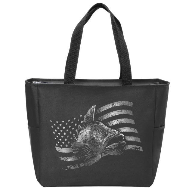 Fishing USA Flag Walleye Zip Tote Bag