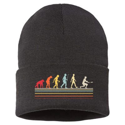 Funny Ultimate Frisbee Player Evolution Sustainable Knit Beanie