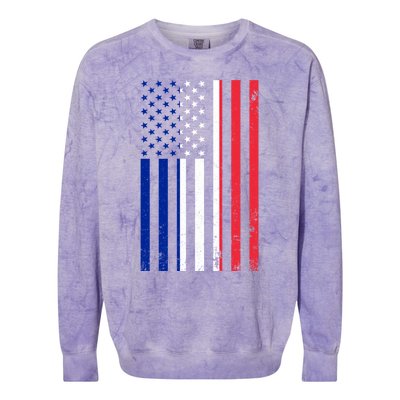 France Usa Flag Print Graphic Made In Usa With French Parts Gift Colorblast Crewneck Sweatshirt