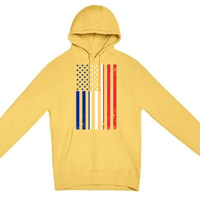 France Usa Flag Print Graphic Made In Usa With French Parts Gift Premium Pullover Hoodie