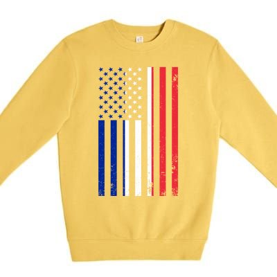 France Usa Flag Print Graphic Made In Usa With French Parts Gift Premium Crewneck Sweatshirt