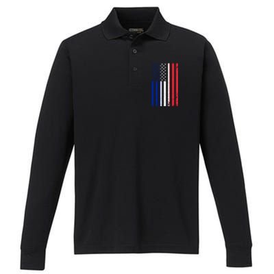 France Usa Flag Print Graphic Made In Usa With French Parts Gift Performance Long Sleeve Polo