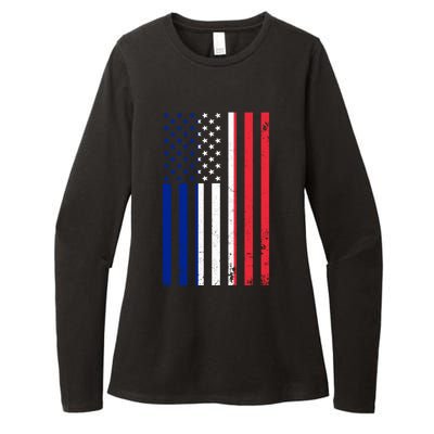 France Usa Flag Print Graphic Made In Usa With French Parts Gift Womens CVC Long Sleeve Shirt