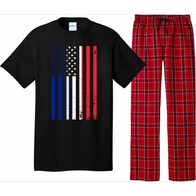 France Usa Flag Print Graphic Made In Usa With French Parts Gift Pajama Set