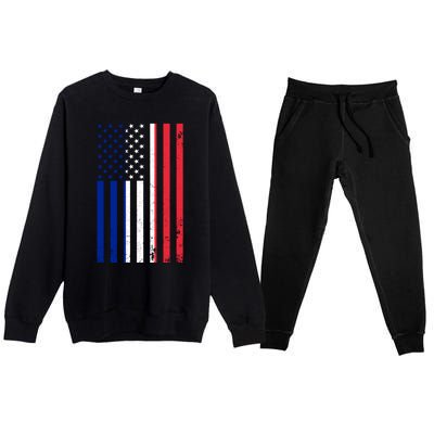 France Usa Flag Print Graphic Made In Usa With French Parts Gift Premium Crewneck Sweatsuit Set