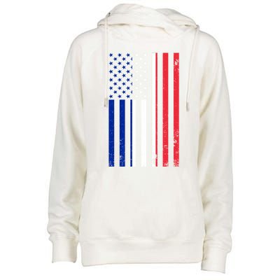 France Usa Flag Print Graphic Made In Usa With French Parts Gift Womens Funnel Neck Pullover Hood