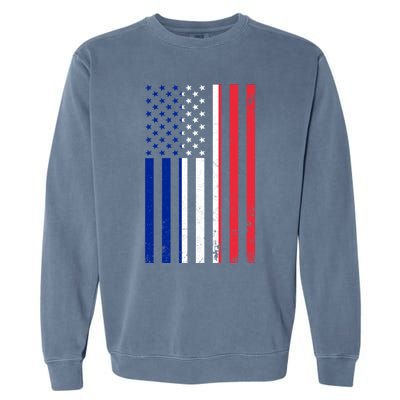 France Usa Flag Print Graphic Made In Usa With French Parts Gift Garment-Dyed Sweatshirt