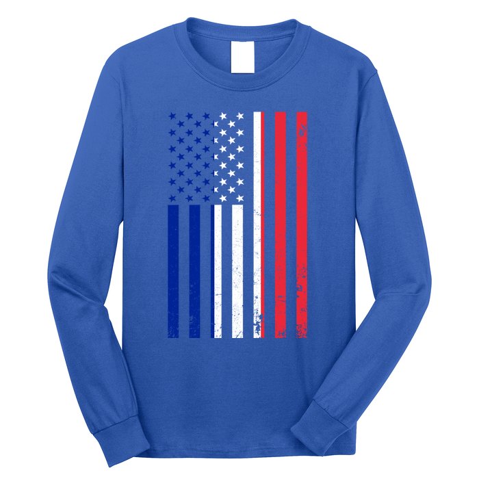 France Usa Flag Print Graphic Made In Usa With French Parts Gift Long Sleeve Shirt