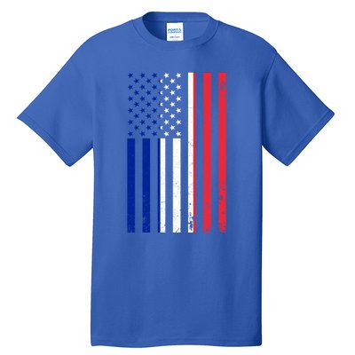 France Usa Flag Print Graphic Made In Usa With French Parts Gift Tall T-Shirt