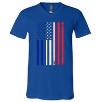 France Usa Flag Print Graphic Made In Usa With French Parts Gift V-Neck T-Shirt