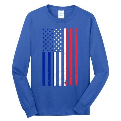 France Usa Flag Print Graphic Made In Usa With French Parts Gift Tall Long Sleeve T-Shirt