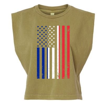 France Usa Flag Print Graphic Made In Usa With French Parts Gift Garment-Dyed Women's Muscle Tee