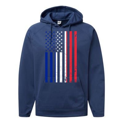 France Usa Flag Print Graphic Made In Usa With French Parts Gift Performance Fleece Hoodie