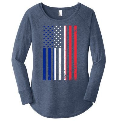 France Usa Flag Print Graphic Made In Usa With French Parts Gift Women's Perfect Tri Tunic Long Sleeve Shirt