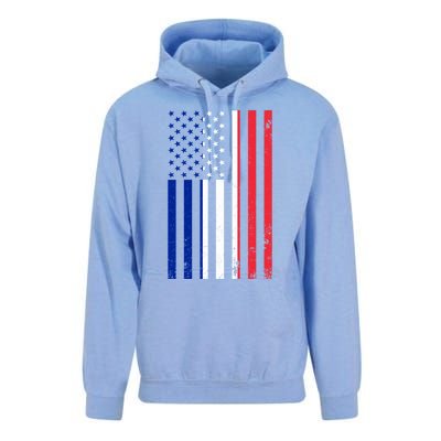 France Usa Flag Print Graphic Made In Usa With French Parts Gift Unisex Surf Hoodie