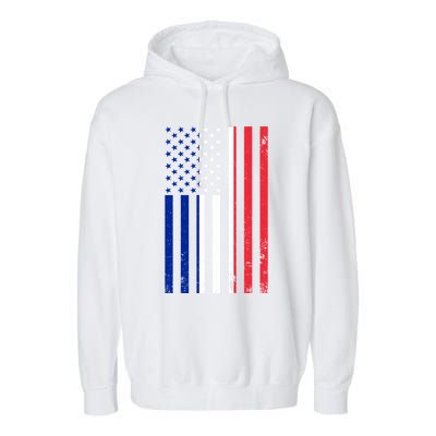 France Usa Flag Print Graphic Made In Usa With French Parts Gift Garment-Dyed Fleece Hoodie