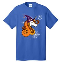 Funny Unicorn Face Witch Hat Cute Halloween Costume Gift Tall T-Shirt