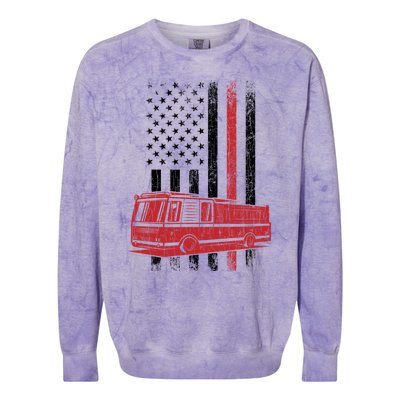 Fire Usa Flag Funny Fire Fire Truck Graphic Cute Gift Colorblast Crewneck Sweatshirt