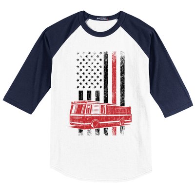 Fire Usa Flag Funny Fire Fire Truck Graphic Cute Gift Baseball Sleeve Shirt