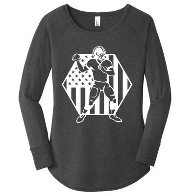 Football USA Flag Women's Perfect Tri Tunic Long Sleeve Shirt