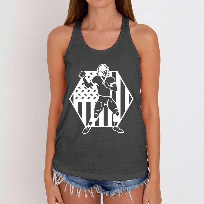 Football USA Flag Women's Knotted Racerback Tank