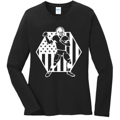 Football USA Flag Ladies Long Sleeve Shirt