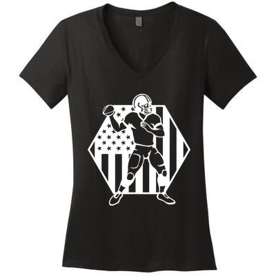 Football USA Flag Women's V-Neck T-Shirt