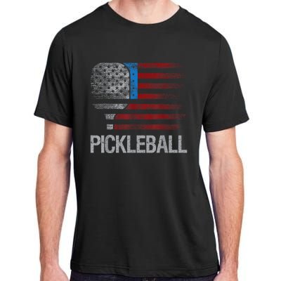 Funny Us Flag Pickleball Player Paddleball Lover Adult ChromaSoft Performance T-Shirt